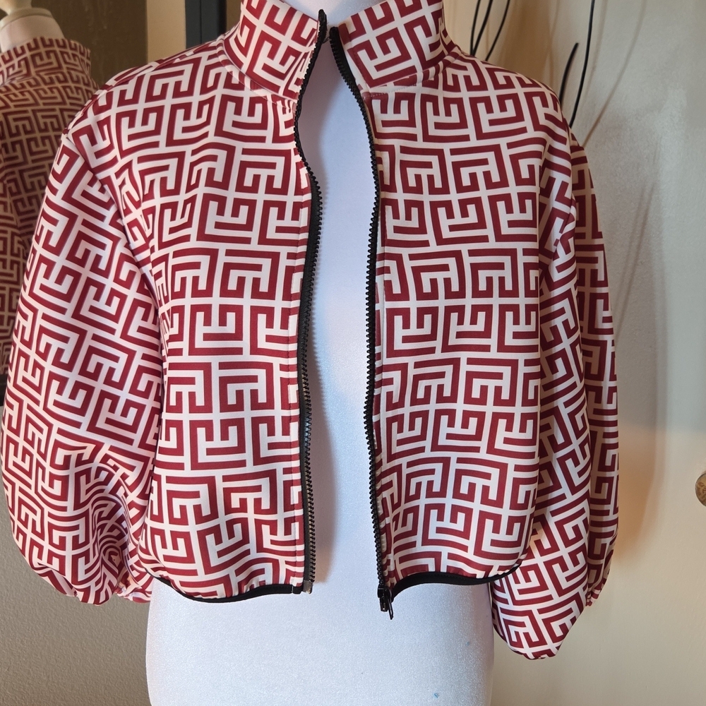 Geometric Red Women's Jacket